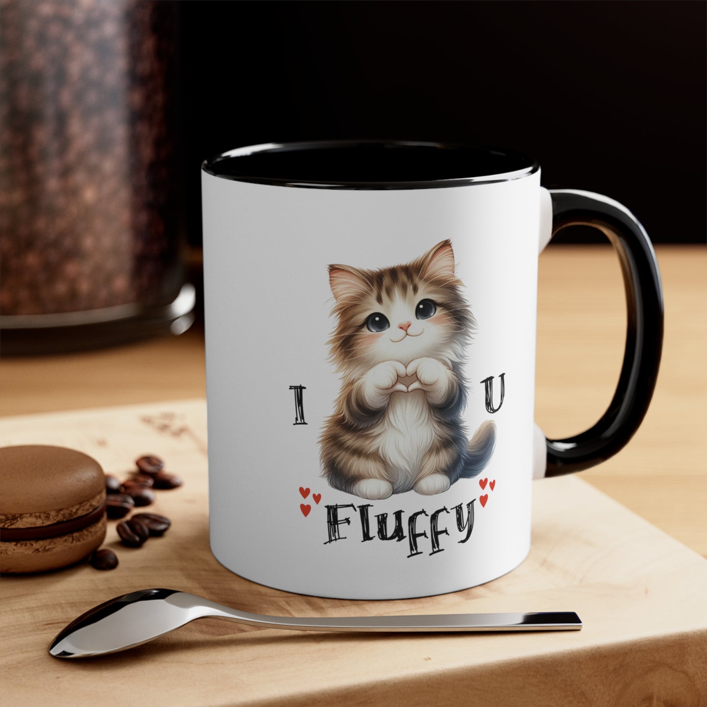 Personalized Cat Mug - I Heart U. This is the perfect gift for the pet loving Mom. Each of the 18 adorable cat breeds make a heart shape.