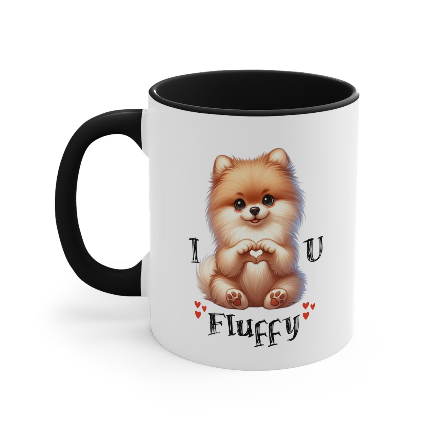 Personalized Dog Mug - I Heart U. This is the perfect gift for the pet loving Mom. Each of the 30 cute dog breeds shows their love.