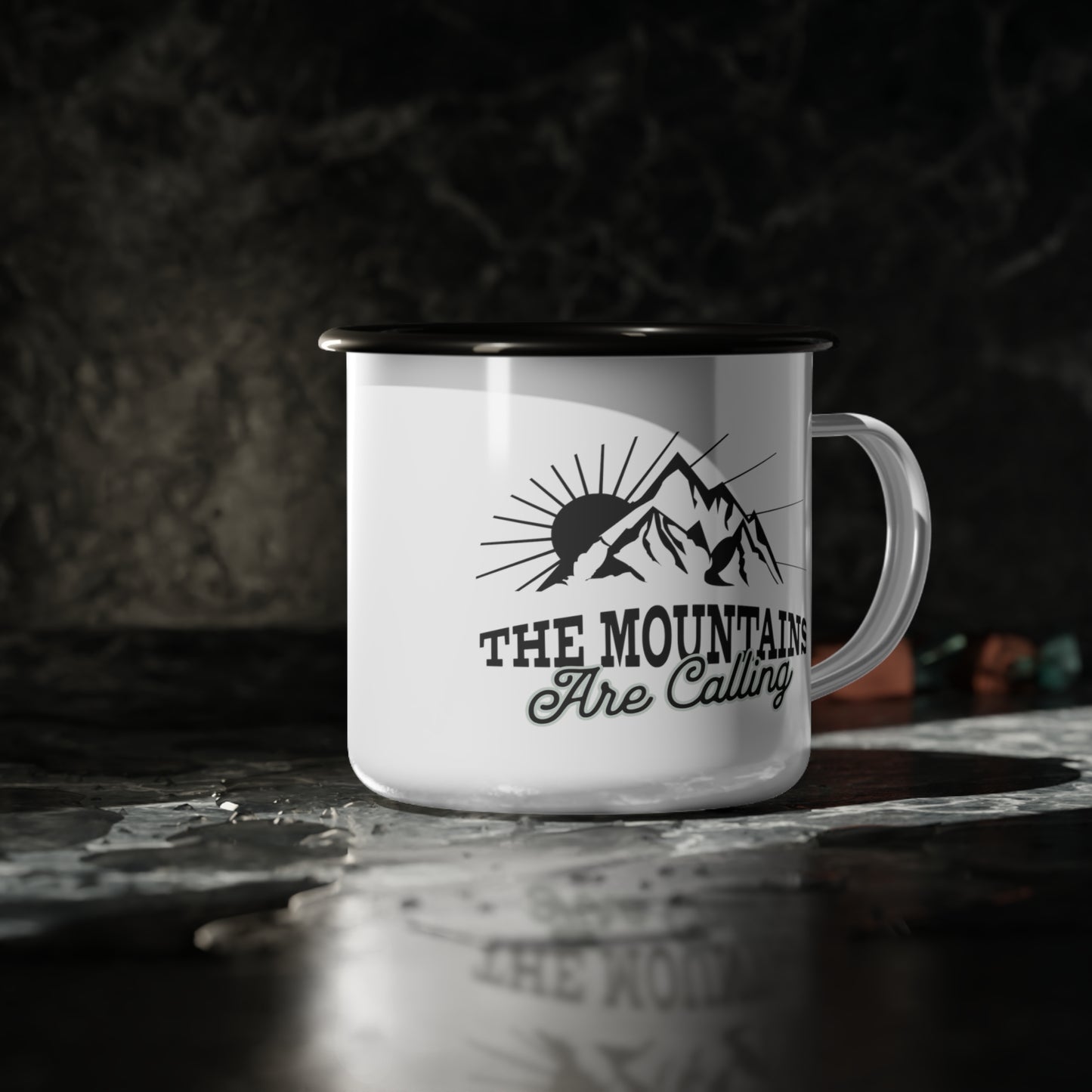 The Mountains Are Calling Camping Enamel Coffee Mug - The perfect gift for Mom, Dad and those who love the outdoors