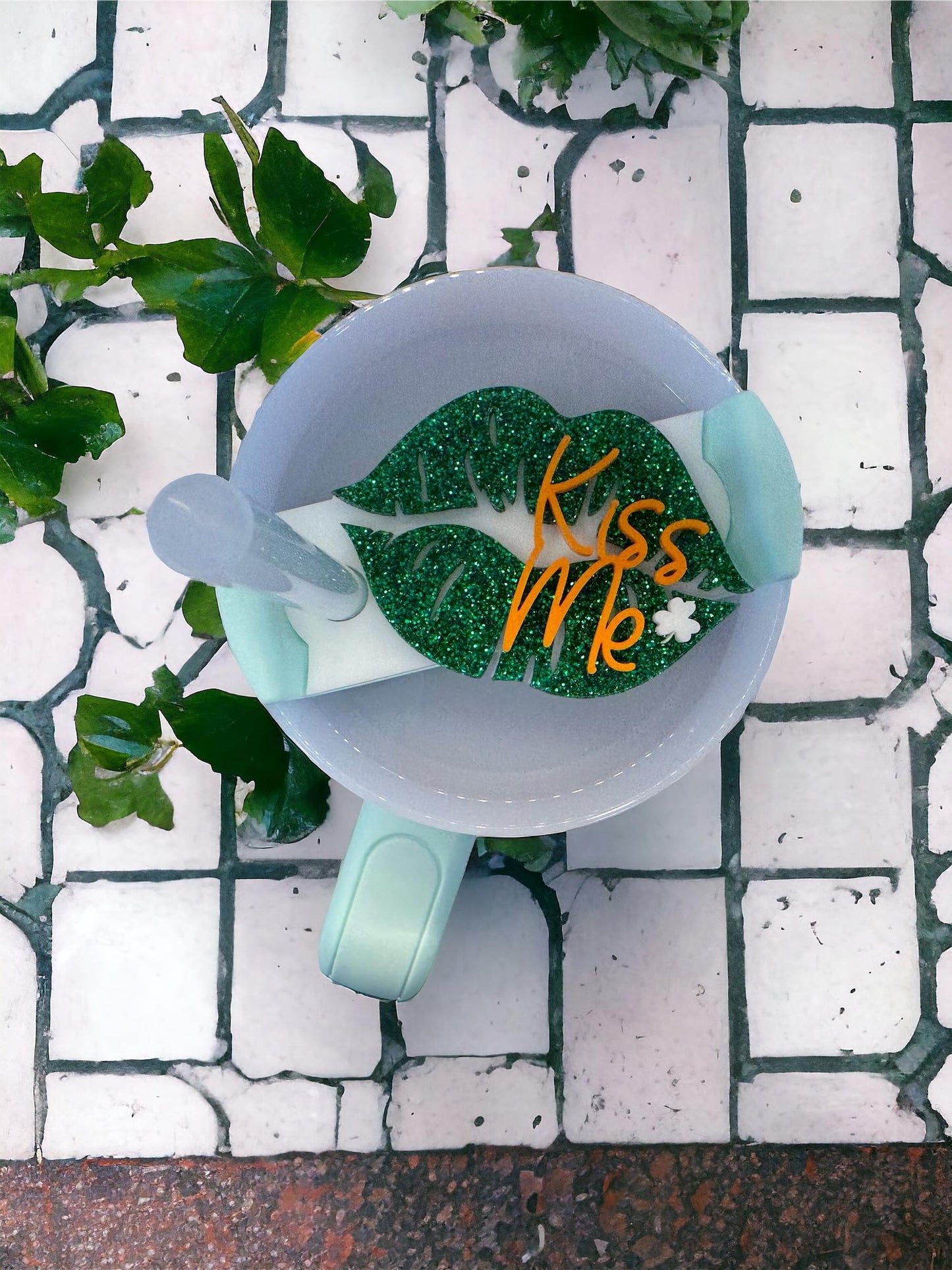 St. Patrick's Kiss Me Topper - The perfect Stanley tumbler tag accessories gift for St. Patrick's Day