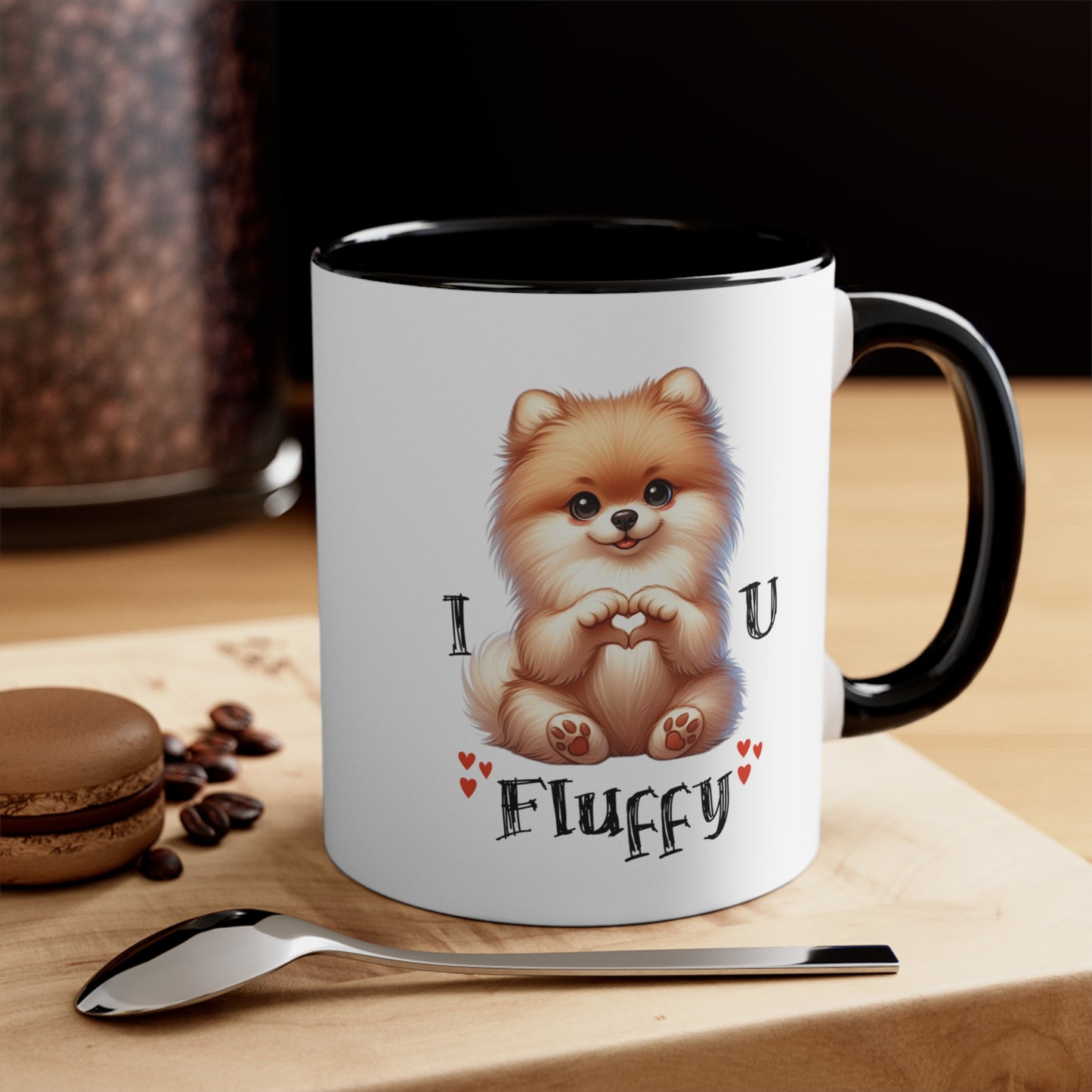 Personalized Dog Mug - I Heart U. This is the perfect gift for the pet loving Mom. Each of the 30 cute dog breeds shows their love.