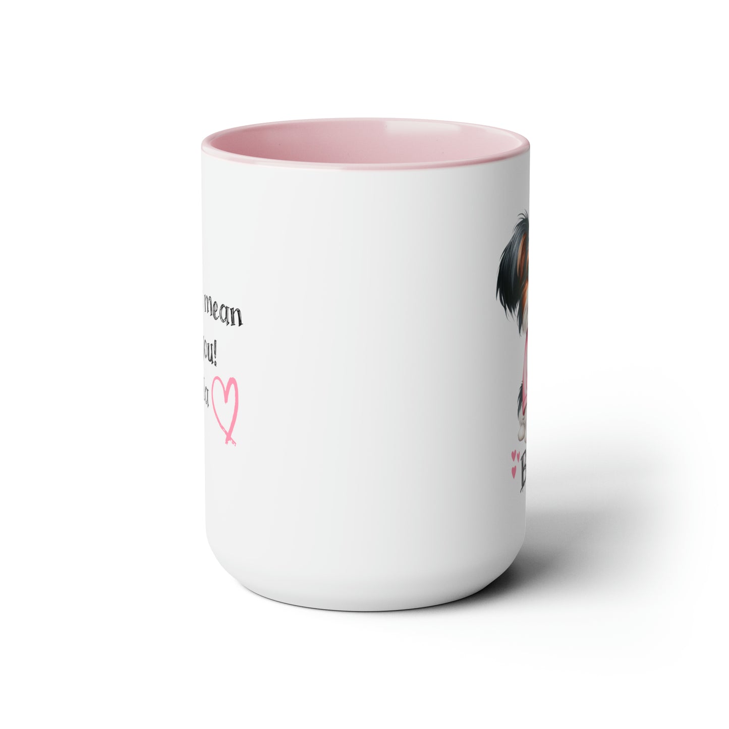 Personalized Dog Mug, I Love Mom. The perfect customized pet gift for the dog loving mom on Mother's Day.