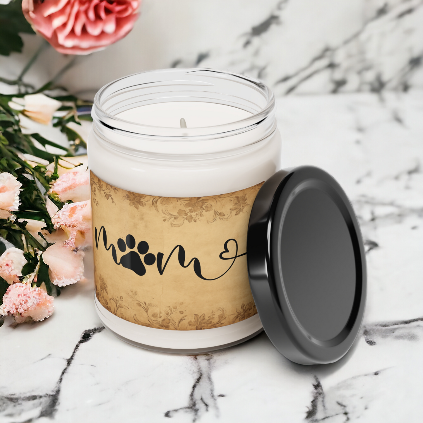 Mom Paw Print Heart Soy Candle - The perfect gift for Mom this Mother's Day with five scents available