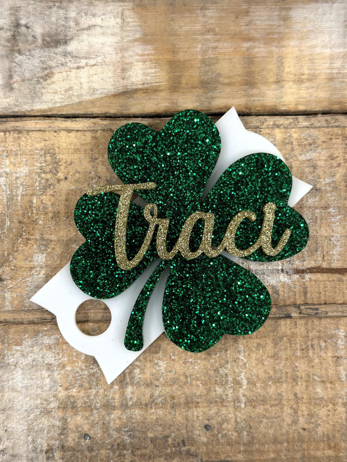 St. Patrick's Day Nameplate Topper with charms - The perfect Stanley tumbler personalized accessories gift.