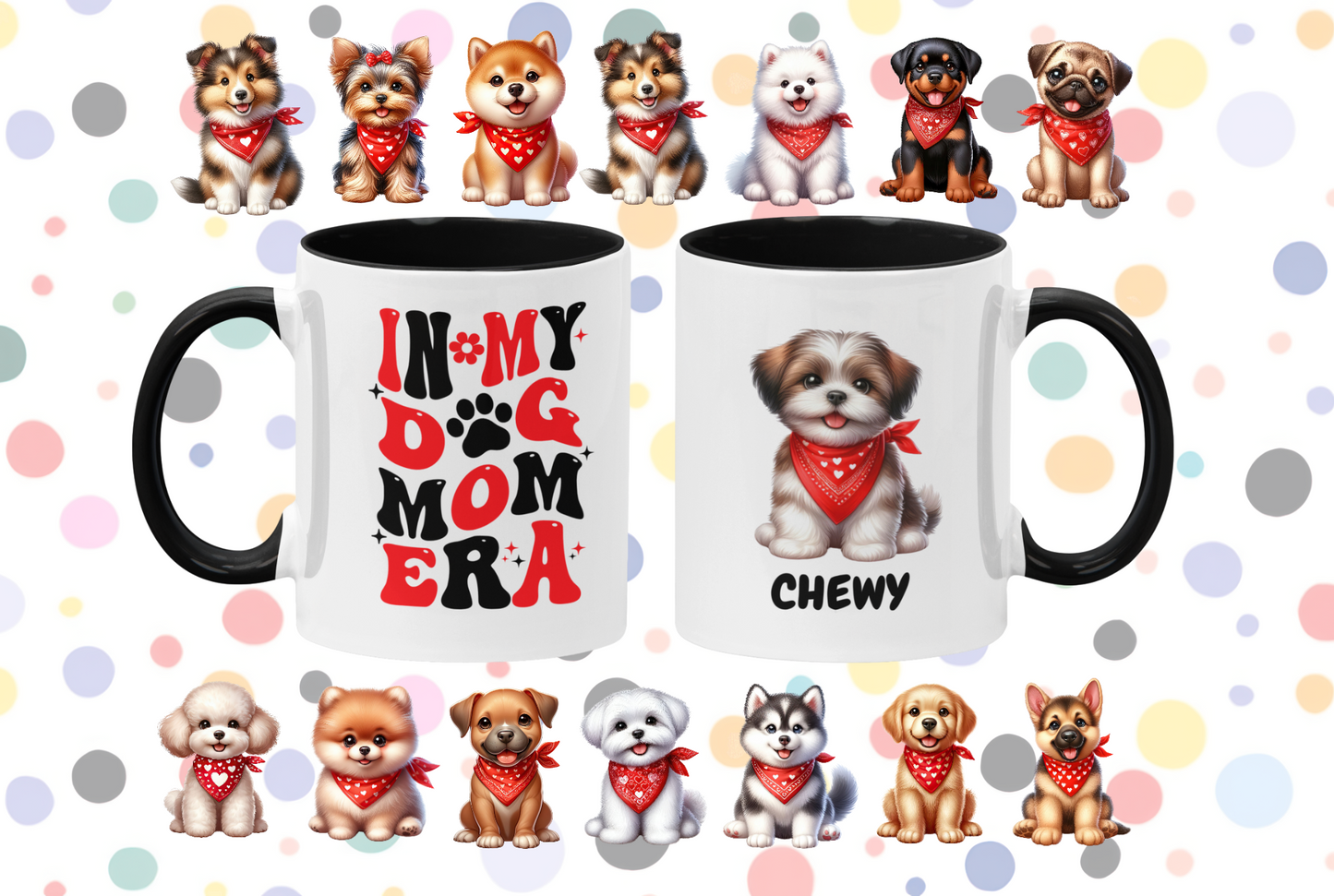 In My Dog Mom Era Personalized Ceramic Coffee Mug - The perfect gift for the Dog loving Mom with 30 Dog breeds to choose from!