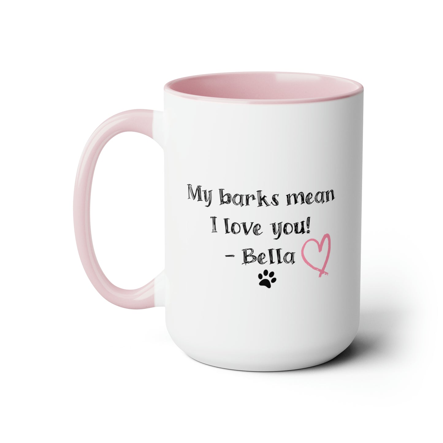 Personalized Dog Mug, I Love Mom. The perfect customized pet gift for the dog loving mom on Mother's Day.