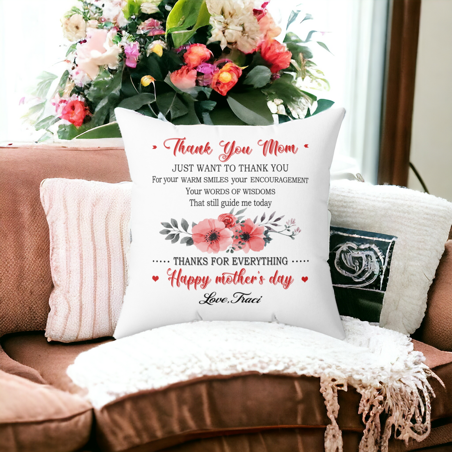 Personalized Mothers Day Pillow, the perfect gift to show your love and appreciation for Mom this Mothers Day.