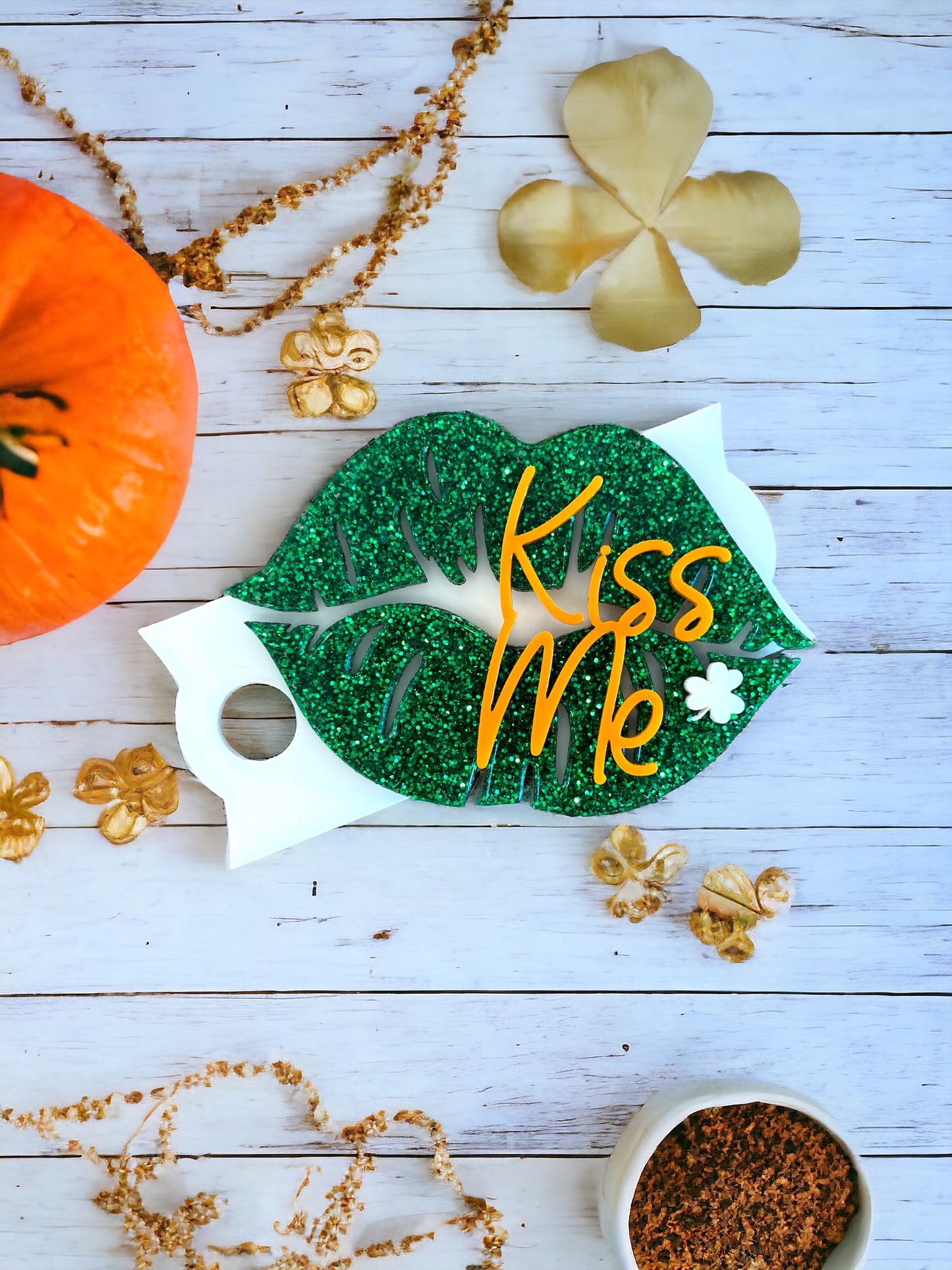 St. Patrick's Kiss Me Topper - The perfect Stanley tumbler tag accessories gift for St. Patrick's Day