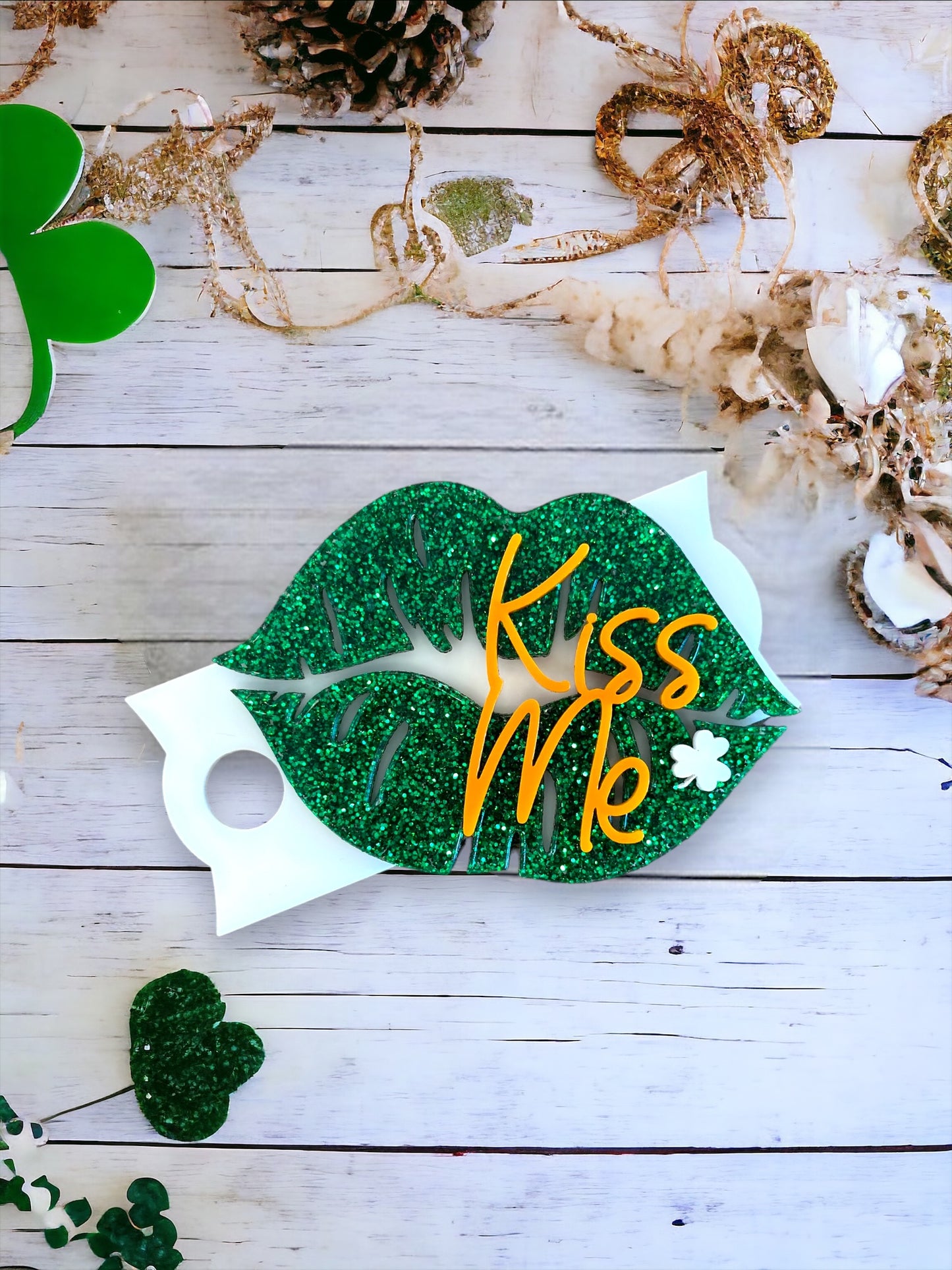 St. Patrick's Kiss Me Topper - The perfect Stanley tumbler tag accessories gift for St. Patrick's Day