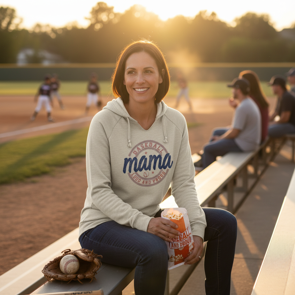 Baseball Mama Loud And Proud Hoodie Lifestyle Image