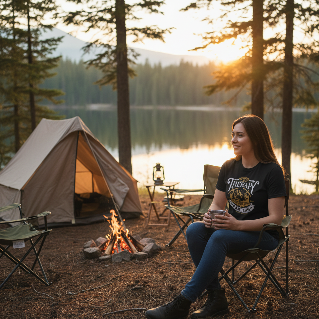 Camping Therapy T-Shirt Lifestyle Image
