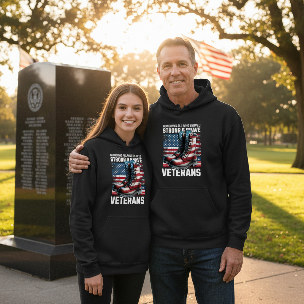 Honoring All Who Served Hoodie Lifestyle Image