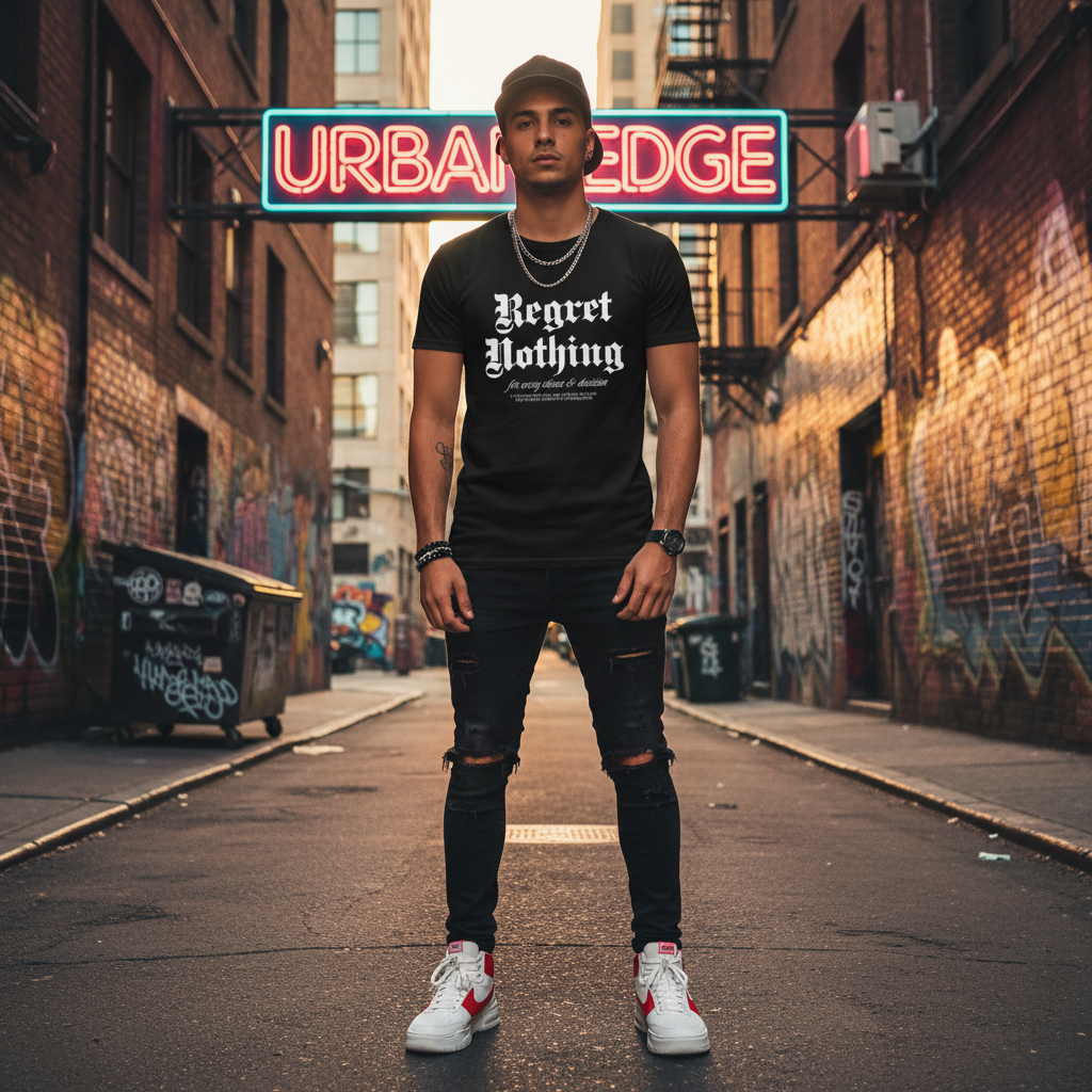 Regret Nothing T-Shirt Lifestyle Image - Streetwear Variation